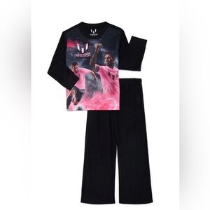 Messi Kids Long Sleeve Pink & Black Pajama Set